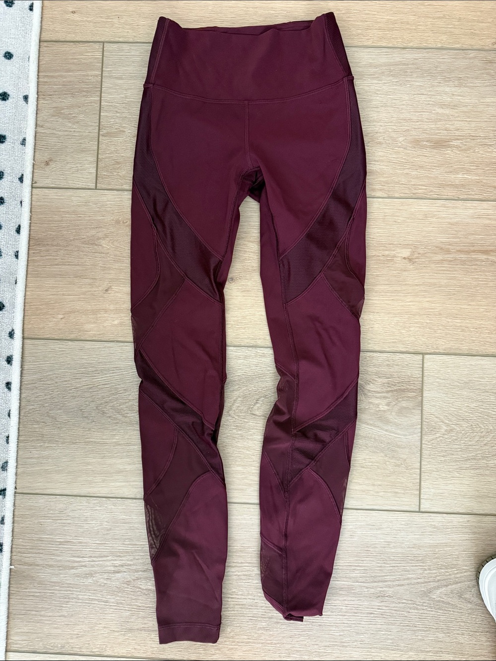 lululemon athletica Burgundy High-Rise Mesh Panel Leggings